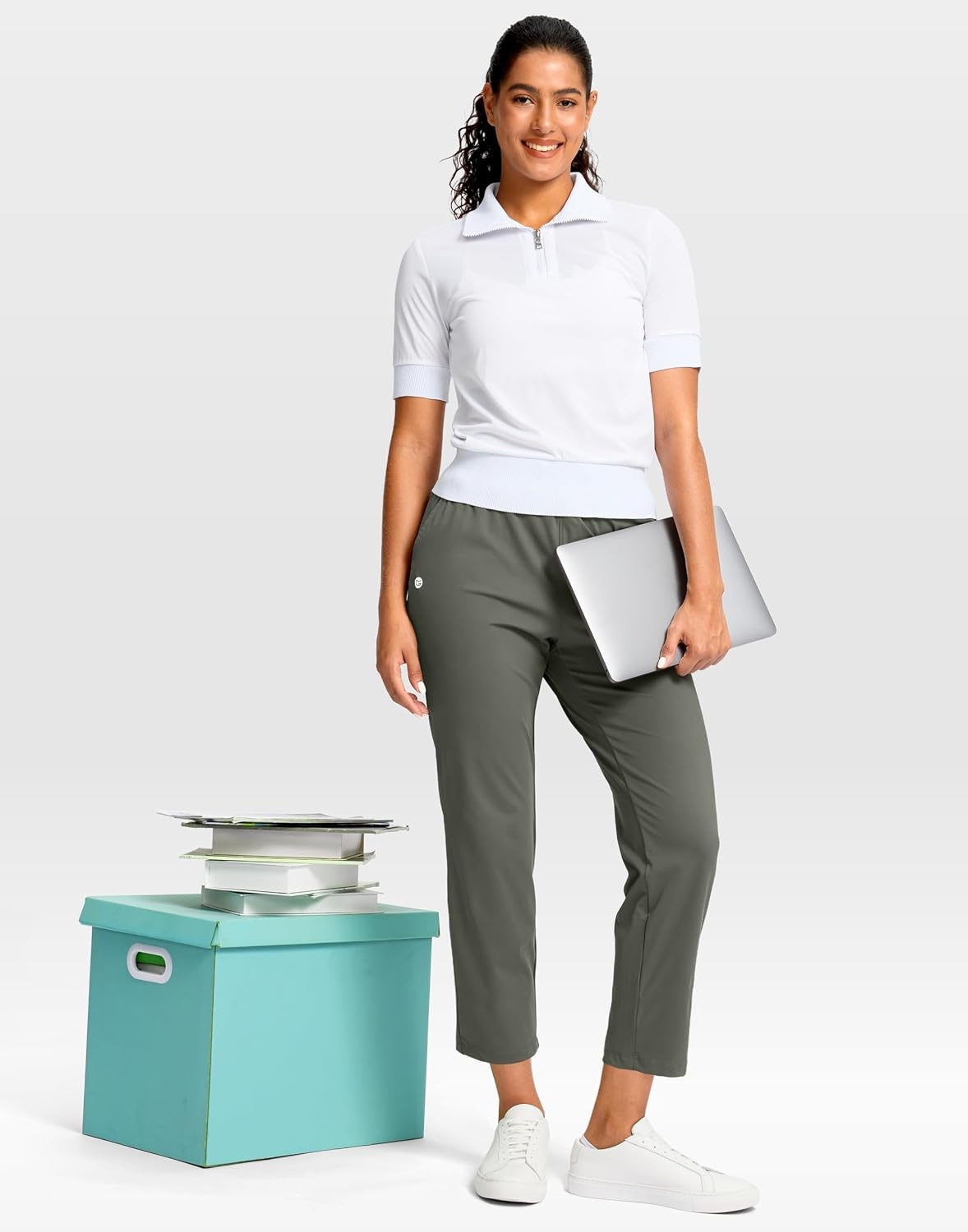 image:imageG Gradual Petite Pants for Women 2426 Ankle Pants with 2 PocketsGrey Sage