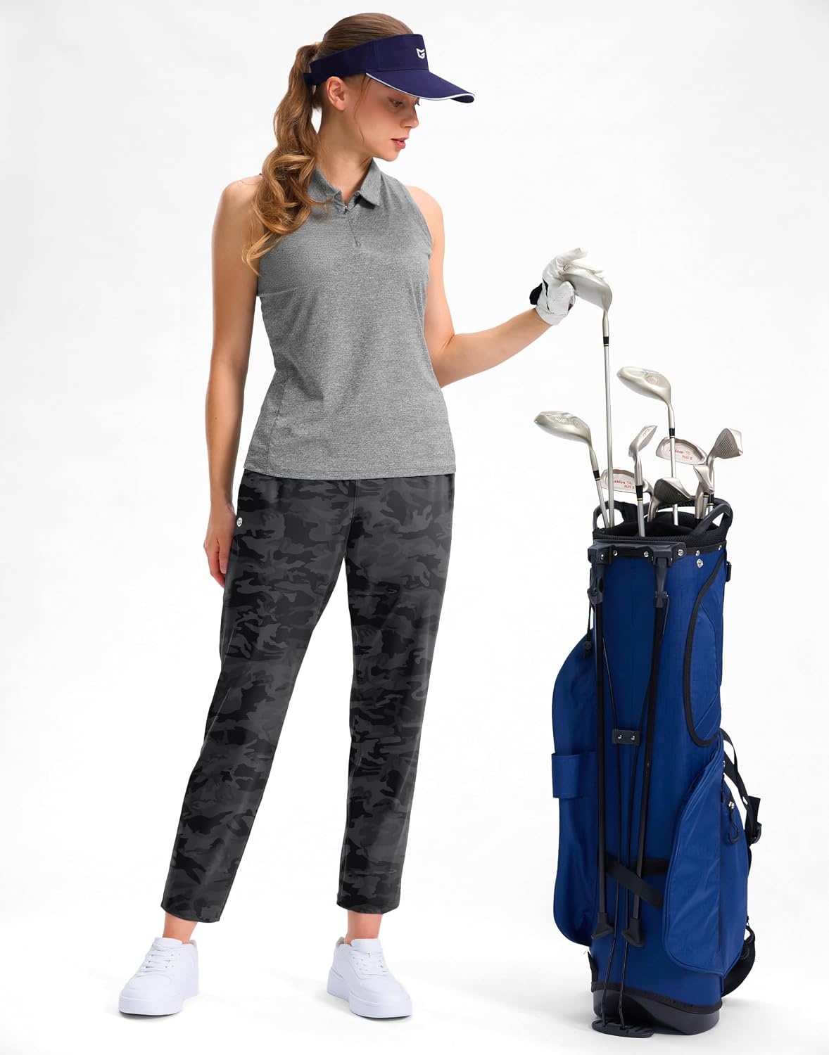 image:imageG Gradual Petite Pants for Women 78 Ankle Golf Pants with 3 PocketsBlack Camo