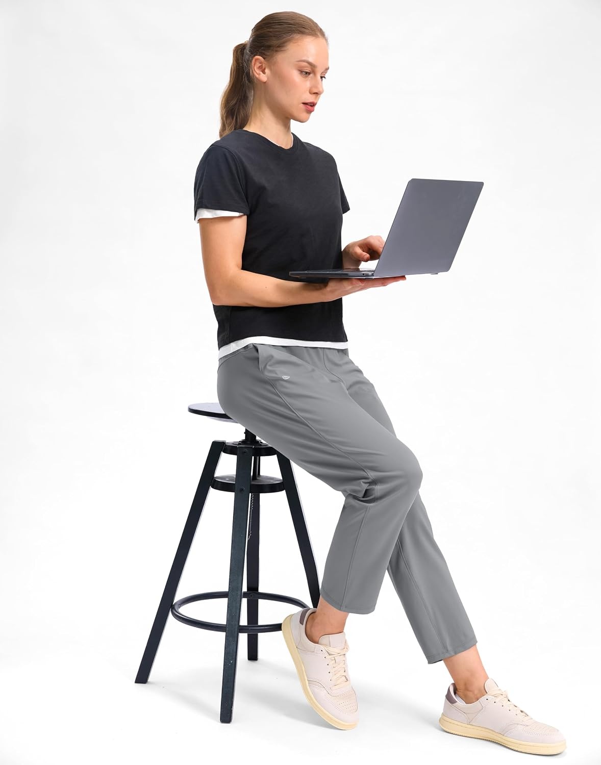 image:imageG Gradual Petite Pants for Women 78 Ankle Golf Pants with 3 PocketsBright Grey