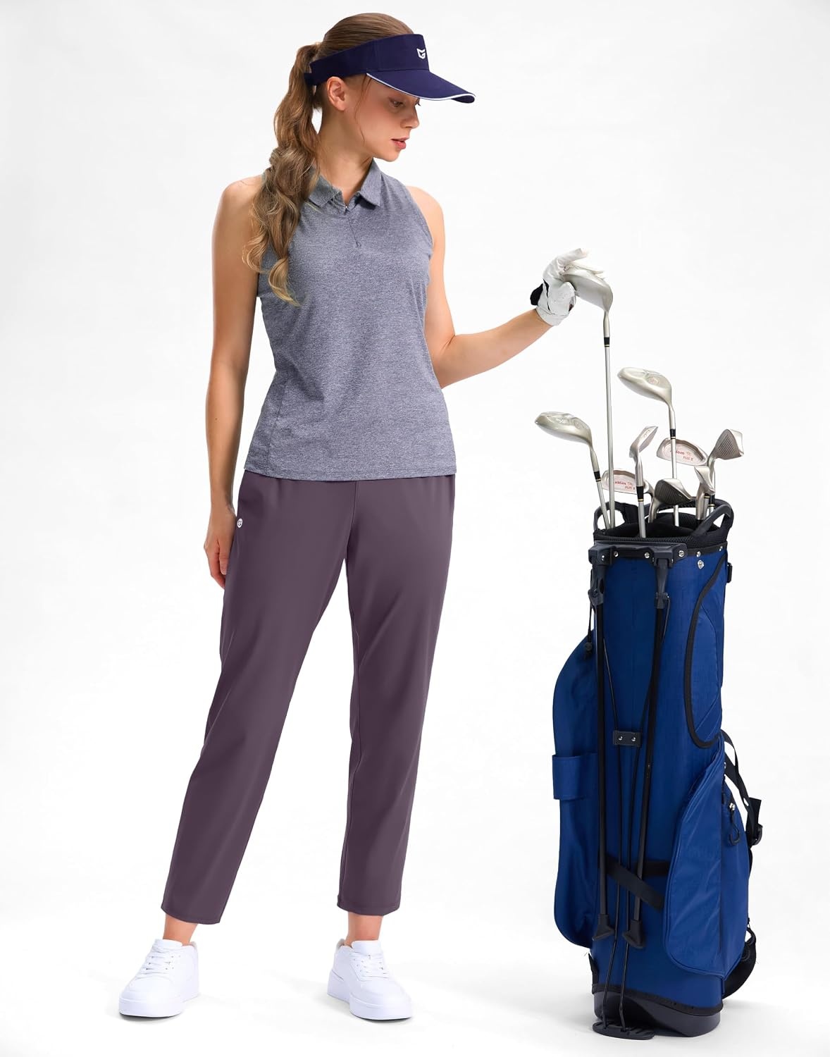 image:imageG Gradual Petite Pants for Women 78 Ankle Golf Pants with 3 PocketsDark Purple