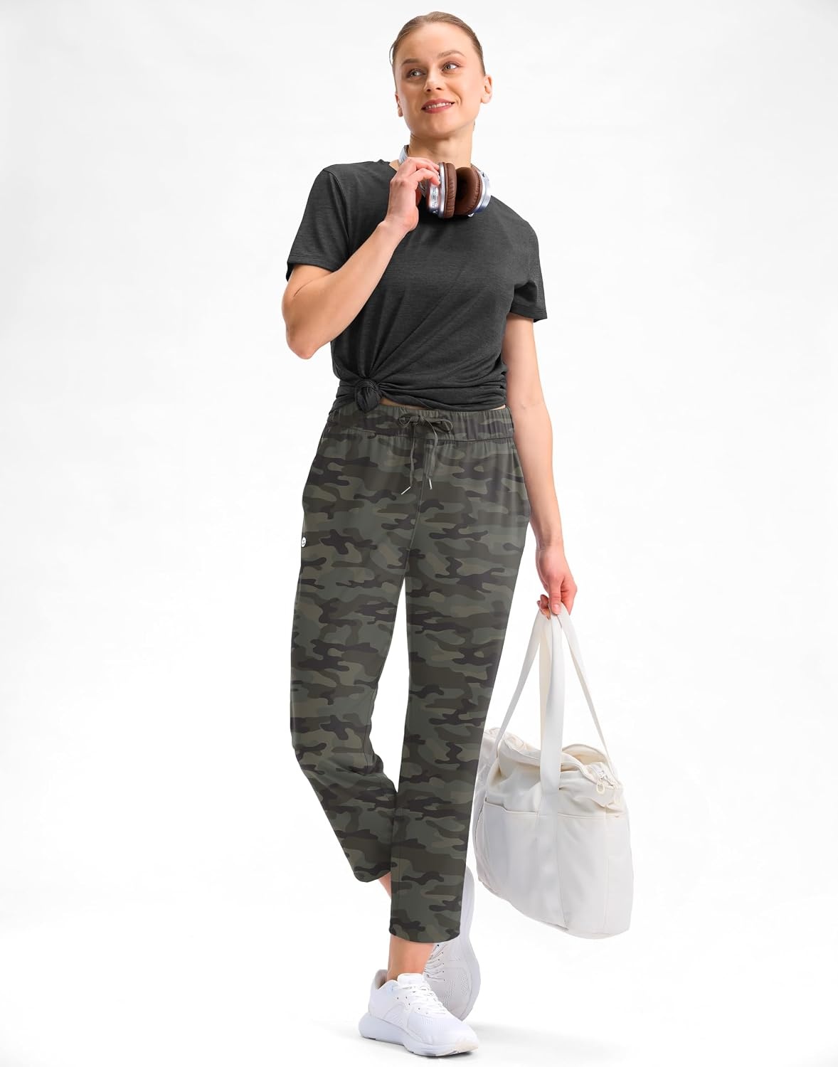 image:imageG Gradual Petite Pants for Women 78 Ankle Golf Pants with 3 PocketsGreen Camo