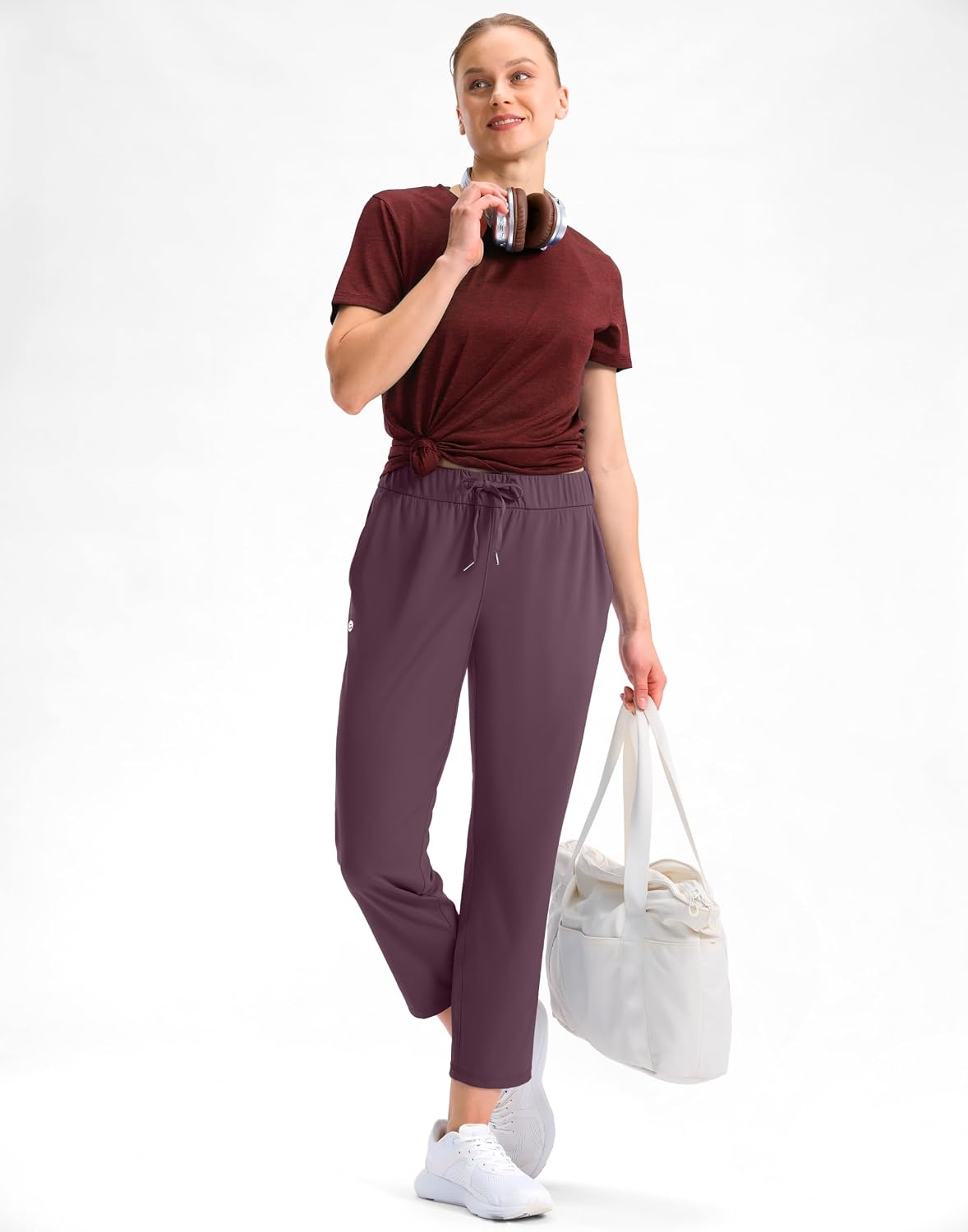 image:imageG Gradual Petite Pants for Women 78 Ankle Golf Pants with 3 PocketsWine