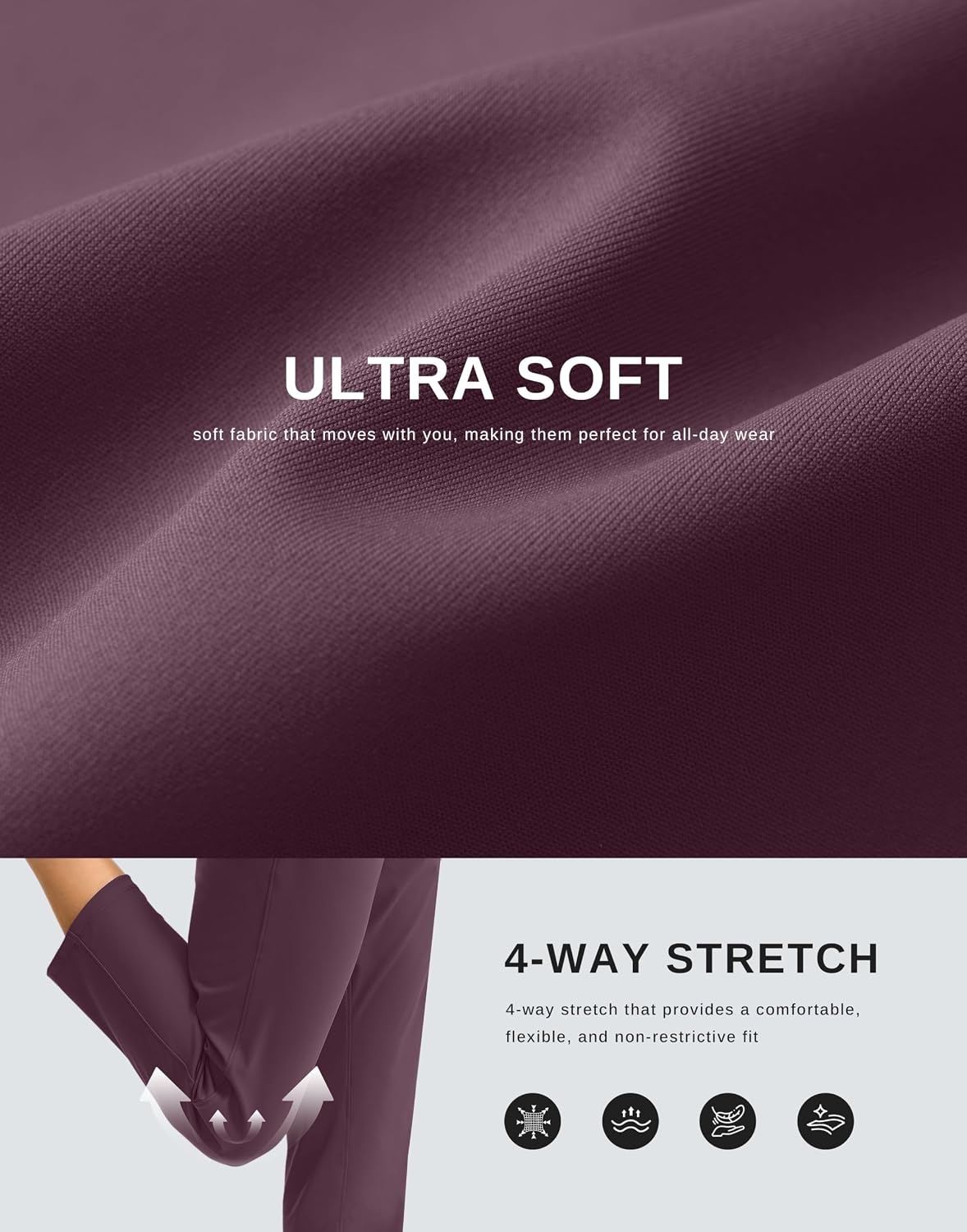 image:imageG Gradual Petite Pants for Women 78 Ankle Golf Pants with 3 PocketsWine