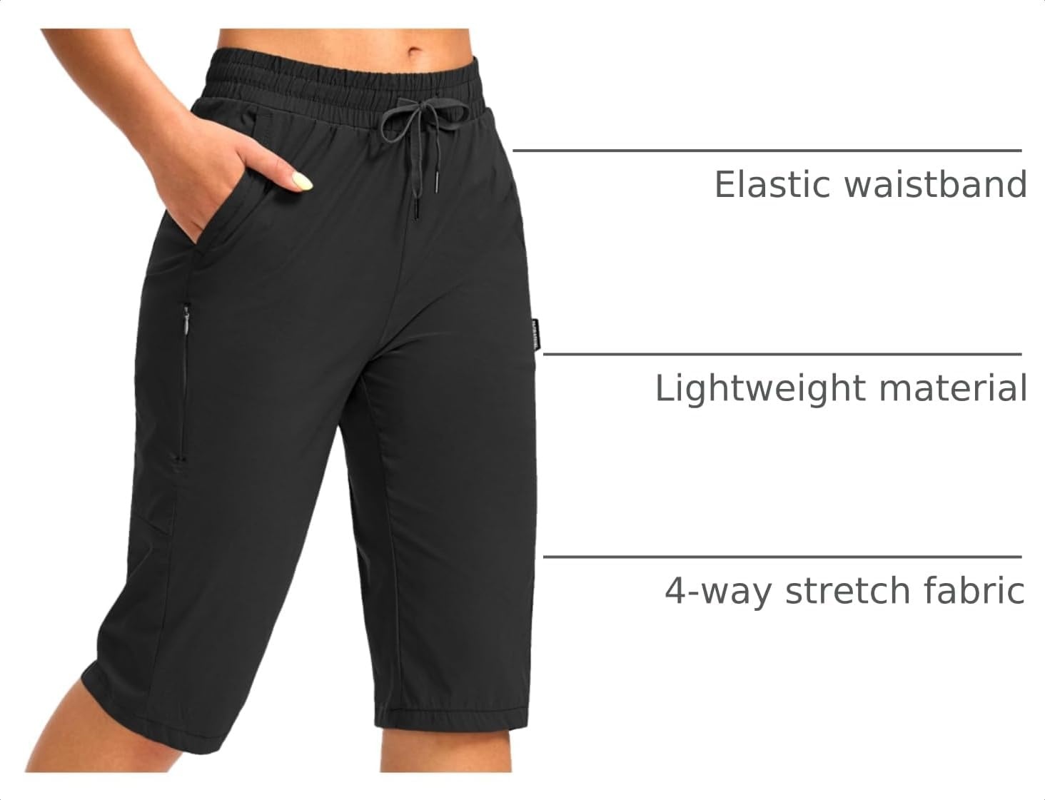 image:imageG Gradual Womens 15 Long Shorts Below The Knee Hiking CaprisBlack