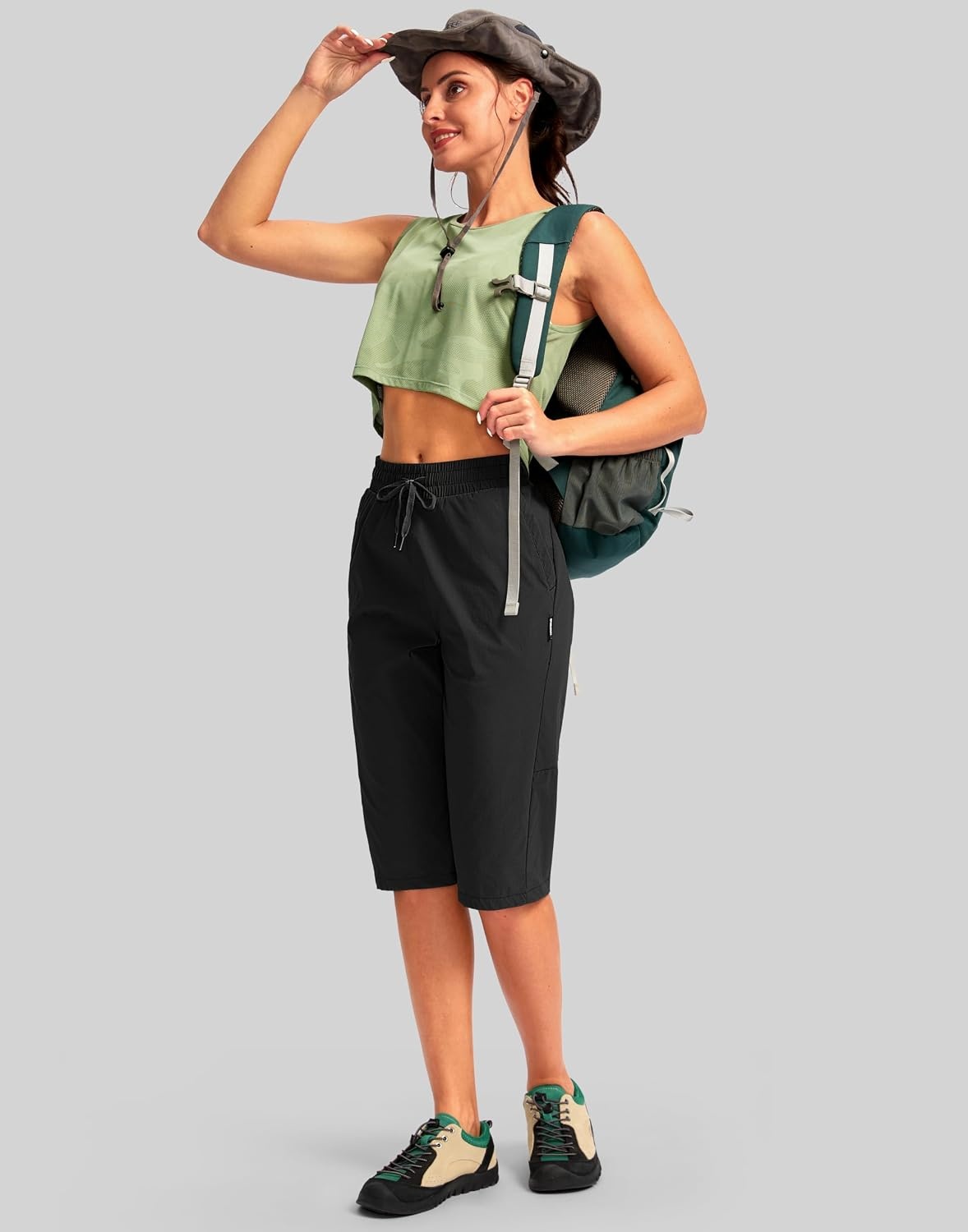 image:imageG Gradual Womens 15 Long Shorts Below The Knee Hiking CaprisBlack