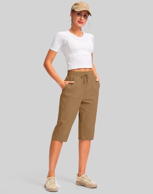 image:imageG Gradual Womens 15 Long Shorts Below The Knee Hiking CaprisDark Khaki