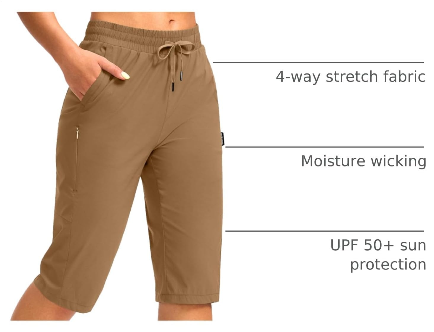 image:imageG Gradual Womens 15 Long Shorts Below The Knee Hiking CaprisDark Khaki