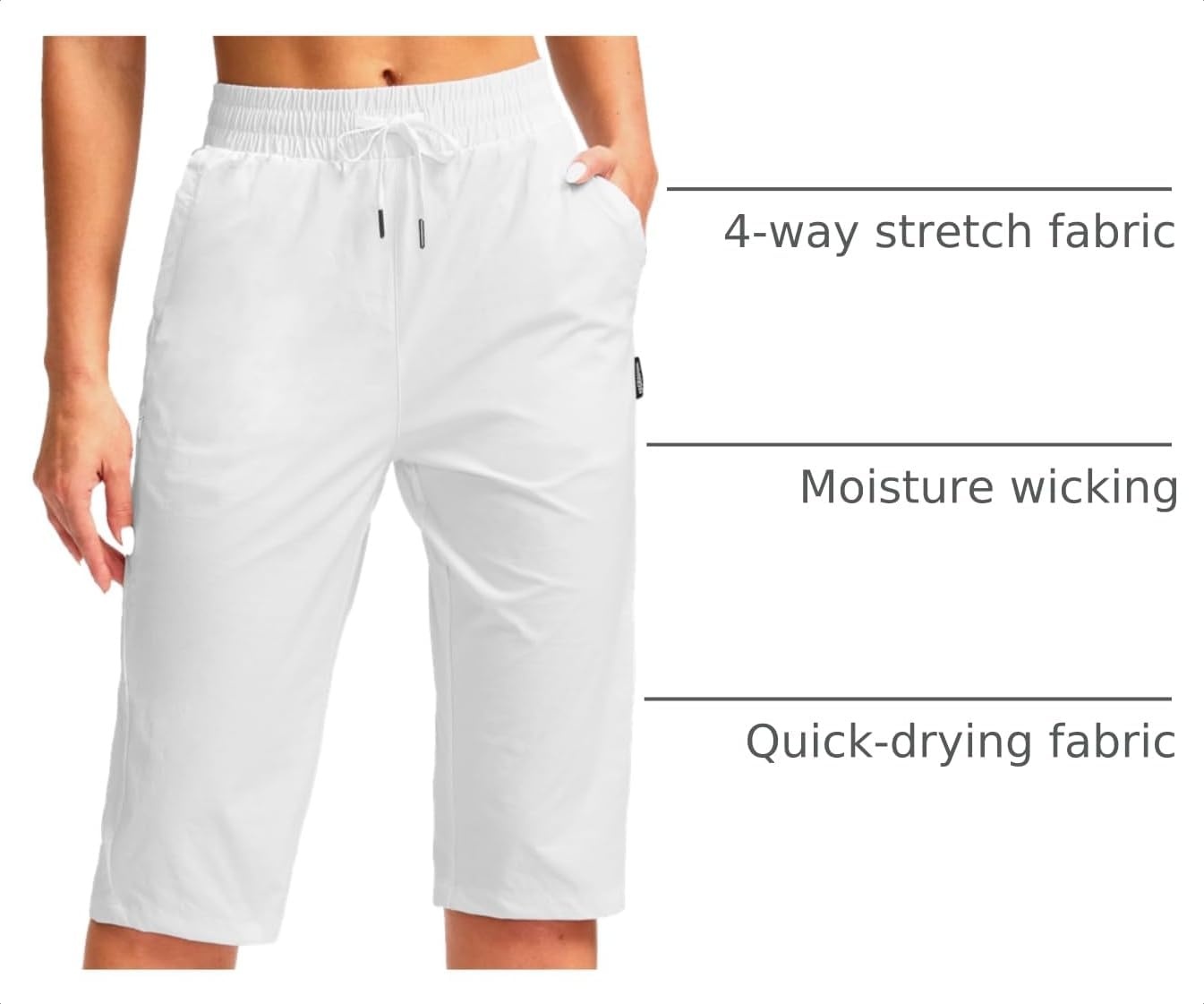 image:imageG Gradual Womens 15 Long Shorts Below The Knee Hiking CaprisDwhite