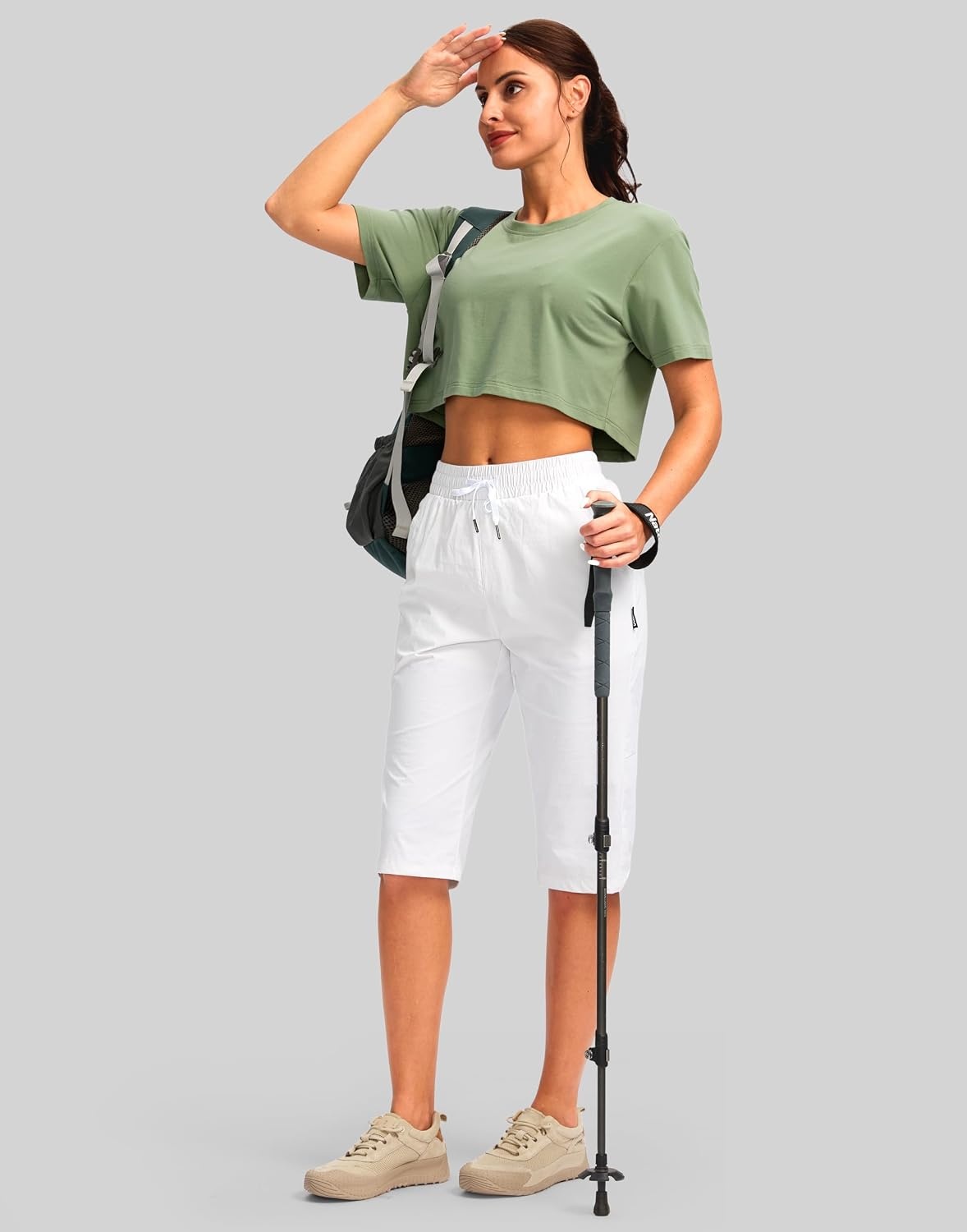 image:imageG Gradual Womens 15 Long Shorts Below The Knee Hiking CaprisDwhite