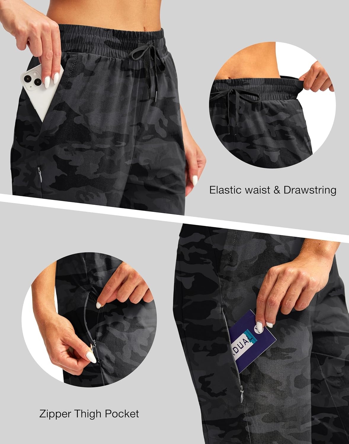 image:imageG Gradual Womens 15 Long Shorts Below The Knee Hiking CaprisGrey Camo