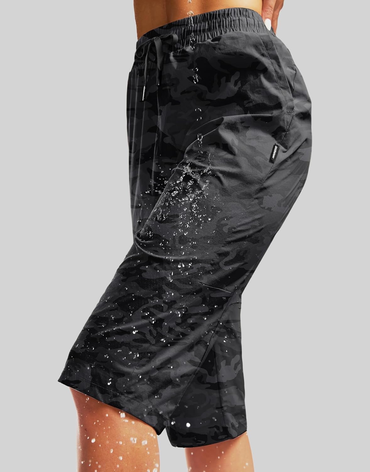 image:imageG Gradual Womens 15 Long Shorts Below The Knee Hiking CaprisGrey Camo