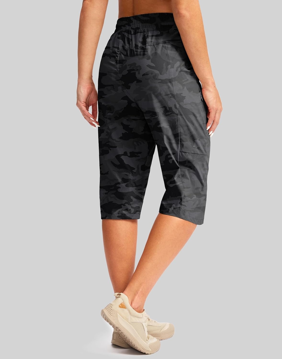image:imageG Gradual Womens 15 Long Shorts Below The Knee Hiking CaprisGrey Camo