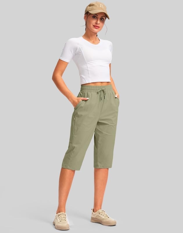 image:imageG Gradual Womens 15 Long Shorts Below The Knee Hiking CaprisLight Green