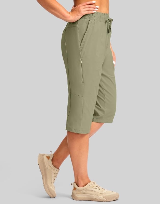 image:imageG Gradual Womens 15 Long Shorts Below The Knee Hiking CaprisLight Green