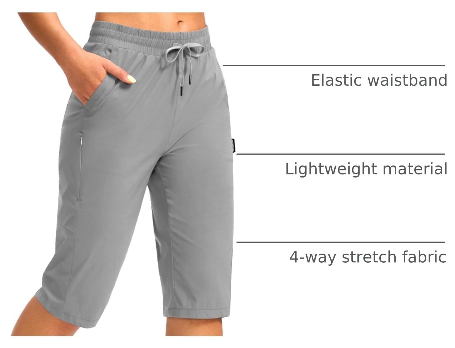 image:imageG Gradual Womens 15 Long Shorts Below The Knee Hiking CaprisLight Grey