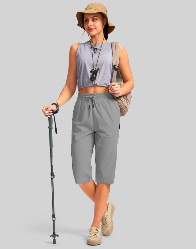 image:imageG Gradual Womens 15 Long Shorts Below The Knee Hiking CaprisLight Grey
