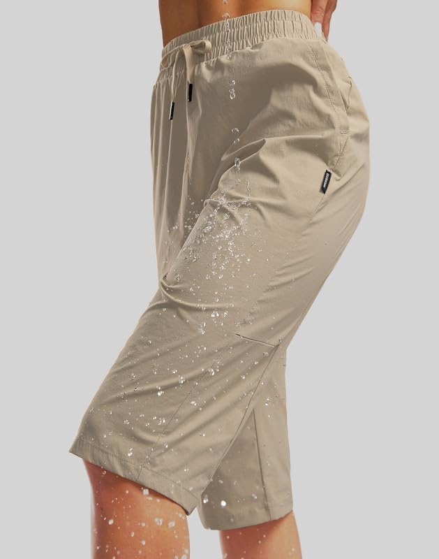 image:imageG Gradual Womens 15 Long Shorts Below The Knee Hiking CaprisLight Khaki
