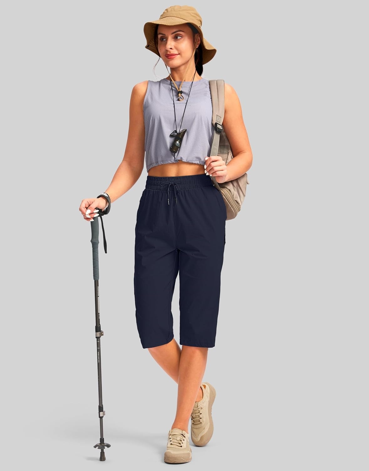 image:imageG Gradual Womens 15 Long Shorts Below The Knee Hiking CaprisNavy