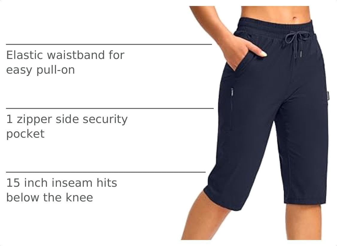image:imageG Gradual Womens 15 Long Shorts Below The Knee Hiking CaprisNavy