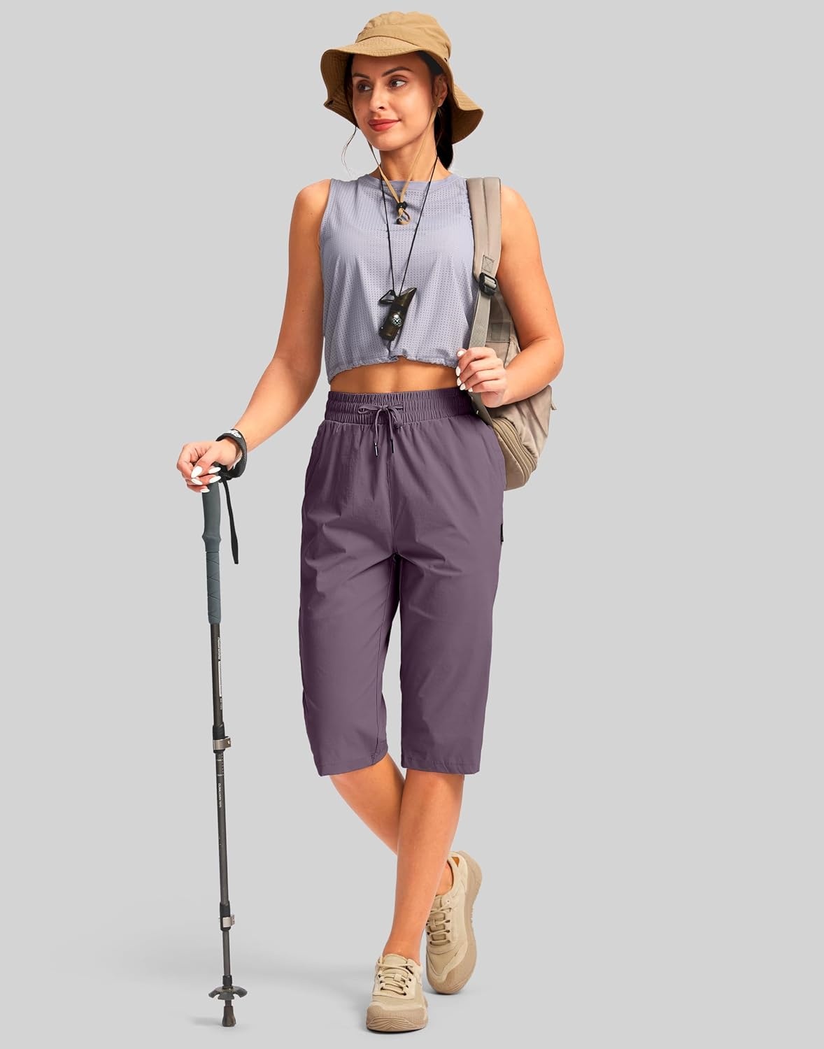 image:imageG Gradual Womens 15 Long Shorts Below The Knee Hiking CaprisPurple