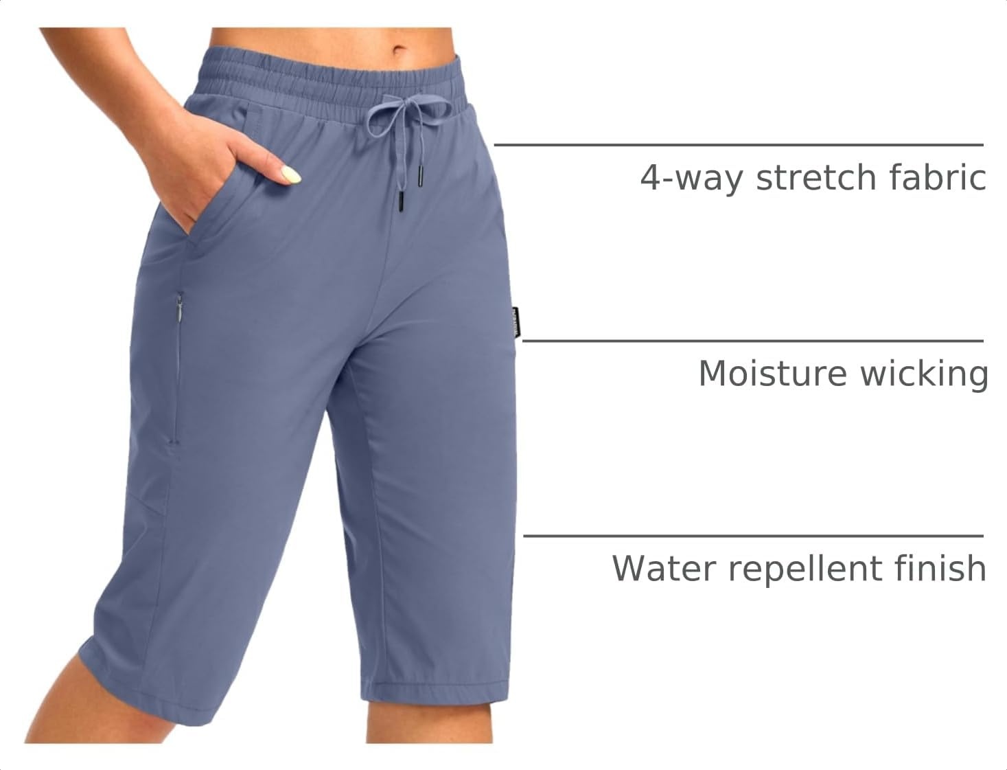 image:imageG Gradual Womens 15 Long Shorts Below The Knee Hiking CaprisSlate Blue
