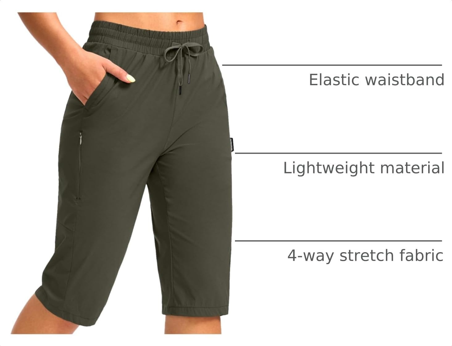 image:imageG Gradual Womens 15 Long Shorts Below The Knee Hiking CaprisSlate Green