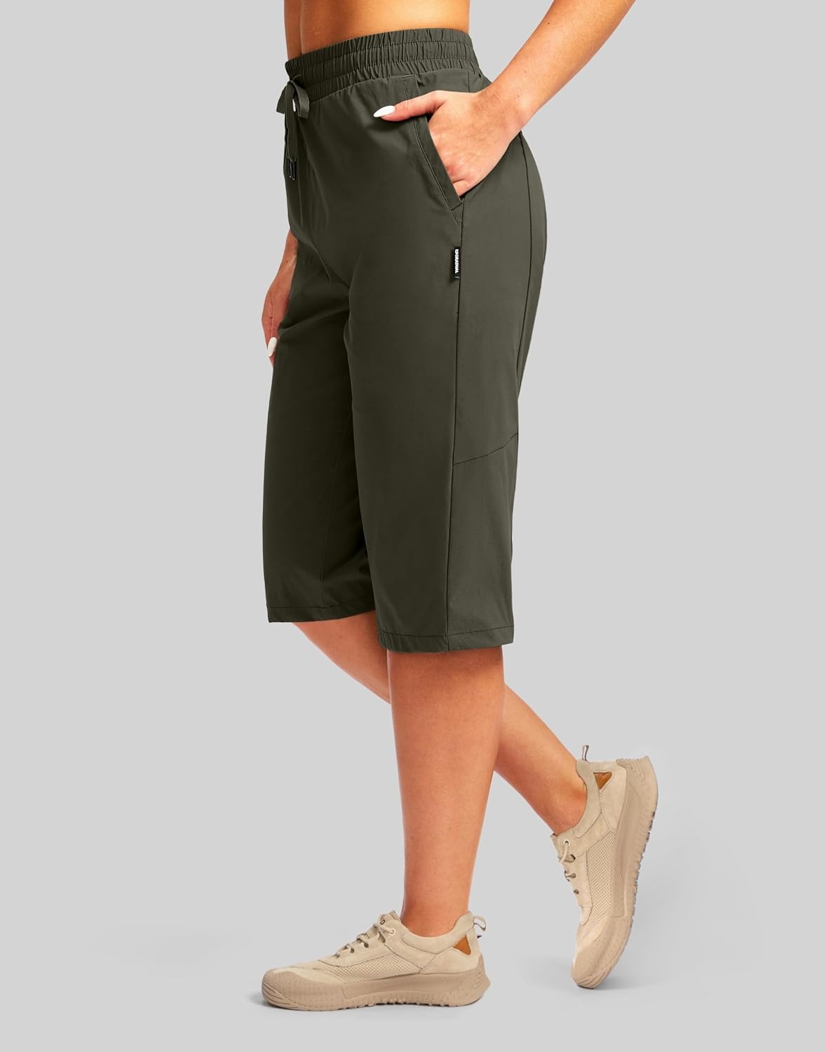 image:imageG Gradual Womens 15 Long Shorts Below The Knee Hiking CaprisSlate Green