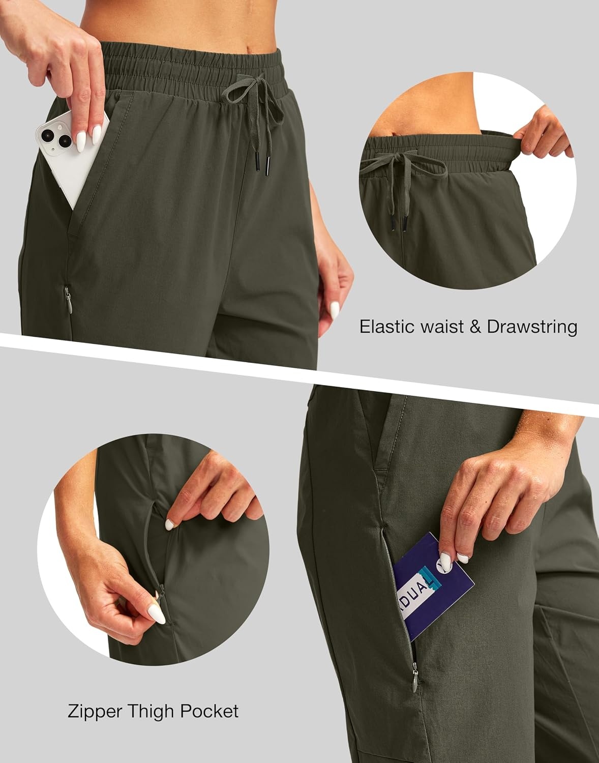 image:imageG Gradual Womens 15 Long Shorts Below The Knee Hiking CaprisSlate Green