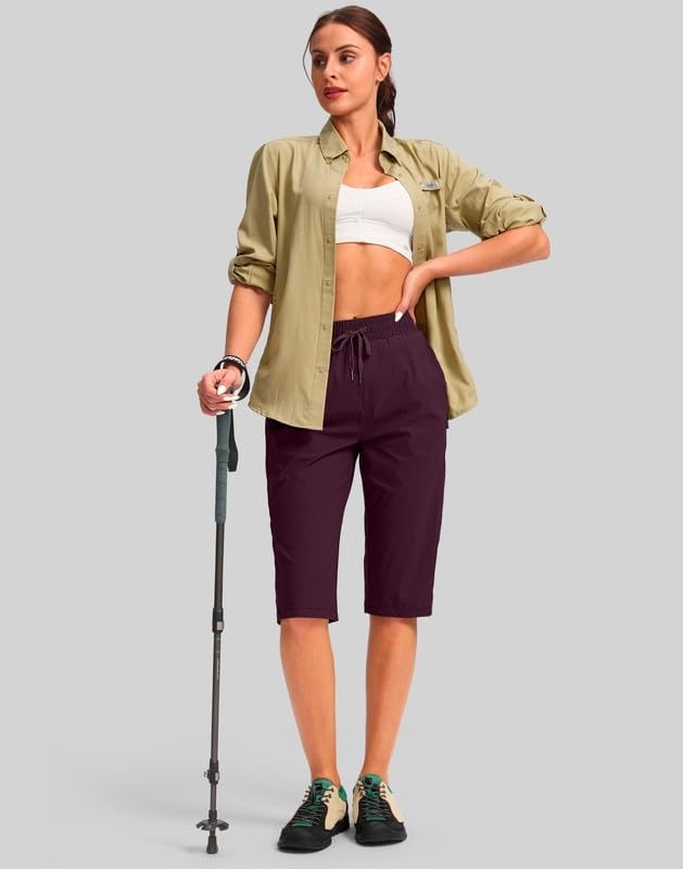 image:imageG Gradual Womens 15 Long Shorts Below The Knee Hiking CaprisWine