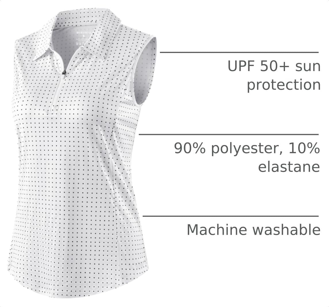image:imageG Gradual Womens Golf Shirts Lightweight 14 Zip Collared Tank TopBlack Dot