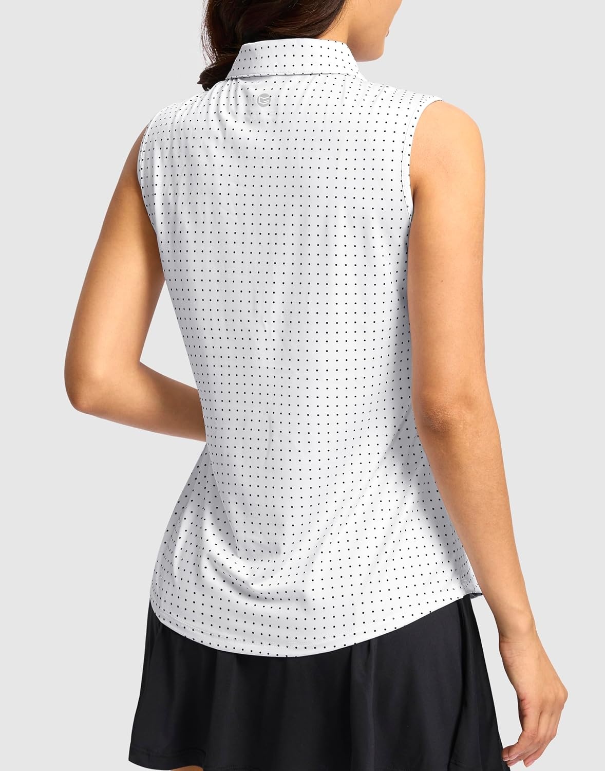 image:imageG Gradual Womens Golf Shirts Lightweight 14 Zip Collared Tank TopBlack Dot