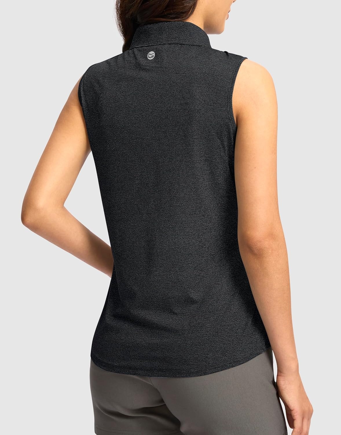 image:imageG Gradual Womens Golf Shirts Lightweight 14 Zip Collared Tank TopHeather Carbon