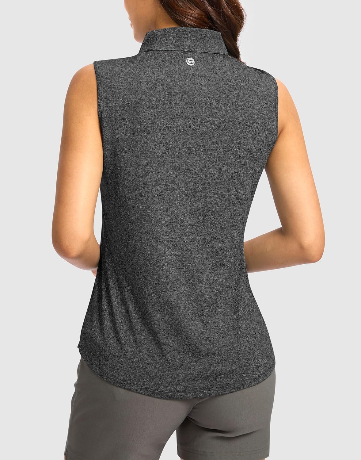 image:imageG Gradual Womens Golf Shirts Lightweight 14 Zip Collared Tank TopHeather Charcoal Grey