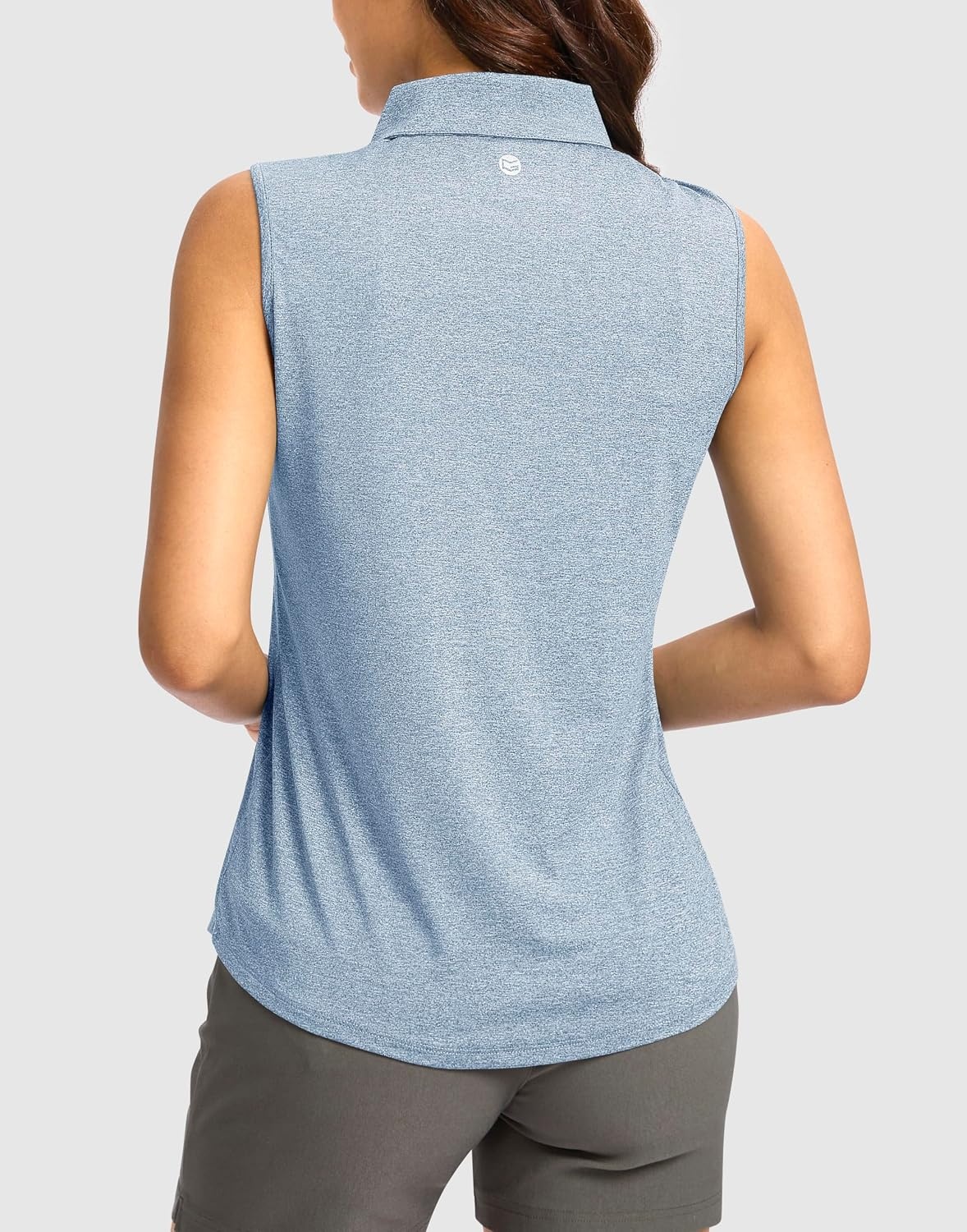 image:imageG Gradual Womens Golf Shirts Lightweight 14 Zip Collared Tank TopHeather Grey Blue