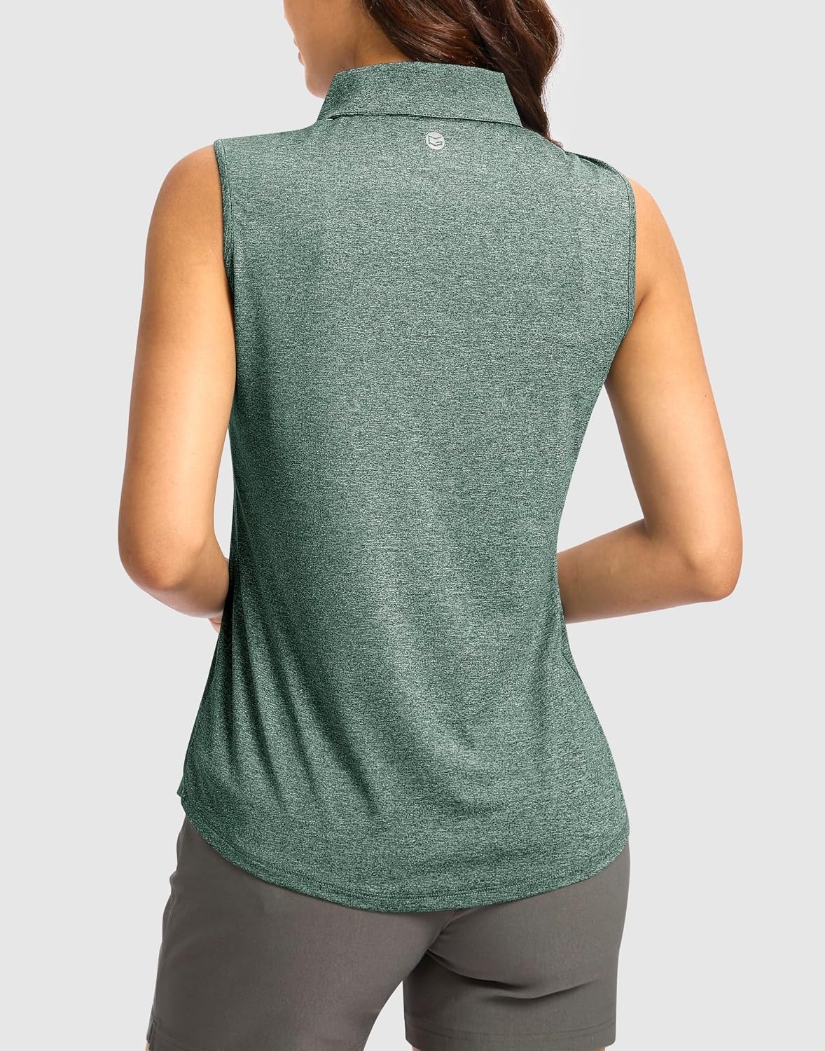 image:imageG Gradual Womens Golf Shirts Lightweight 14 Zip Collared Tank TopHeather Grey Sage