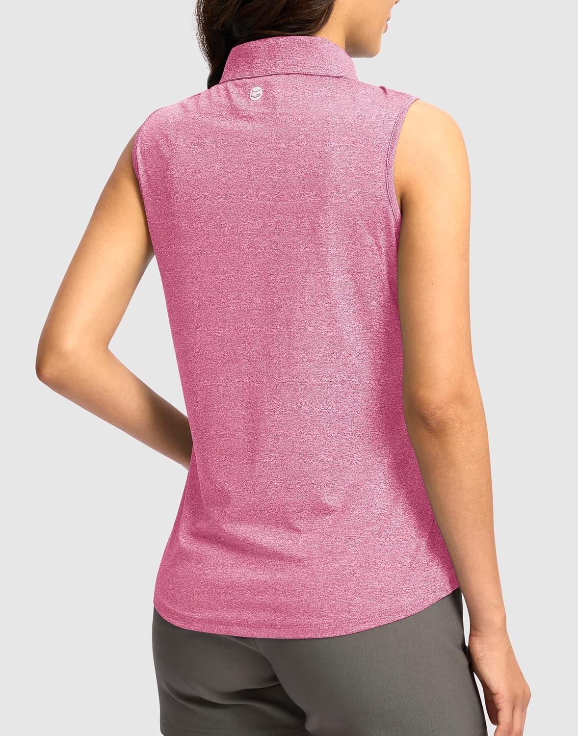 image:imageG Gradual Womens Golf Shirts Lightweight 14 Zip Collared Tank TopHeather Light Rose