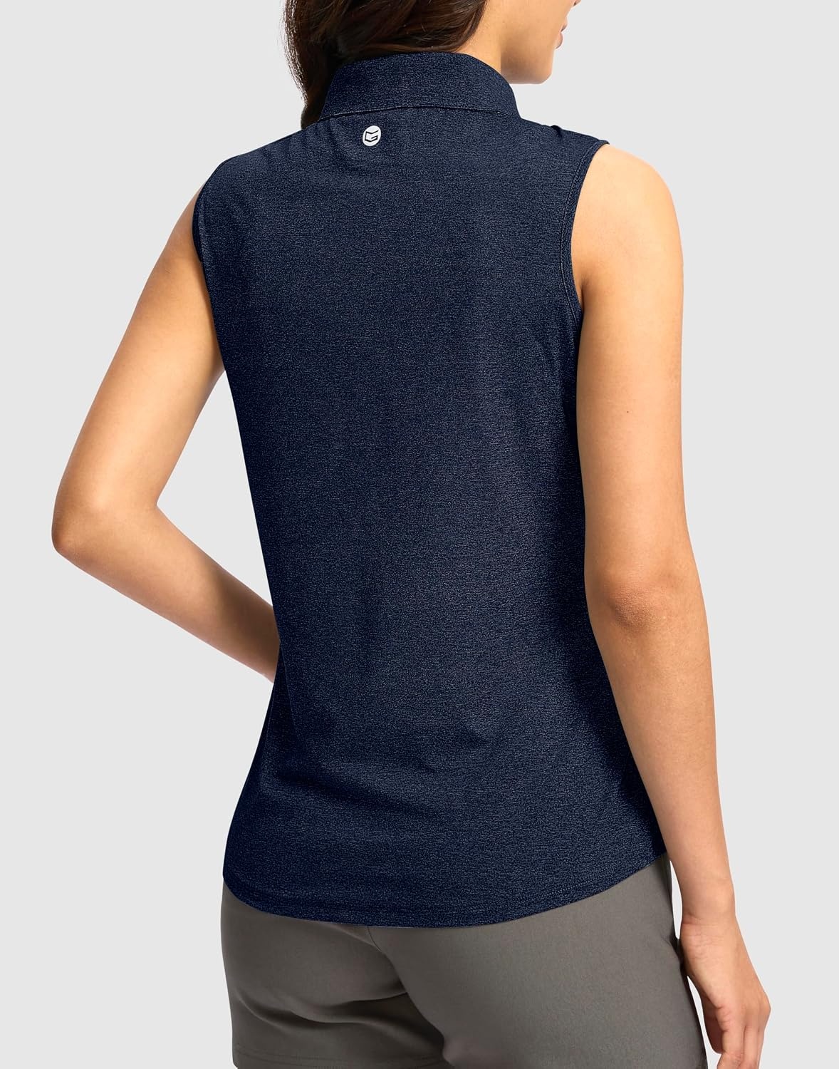 image:imageG Gradual Womens Golf Shirts Lightweight 14 Zip Collared Tank TopHeather Navy
