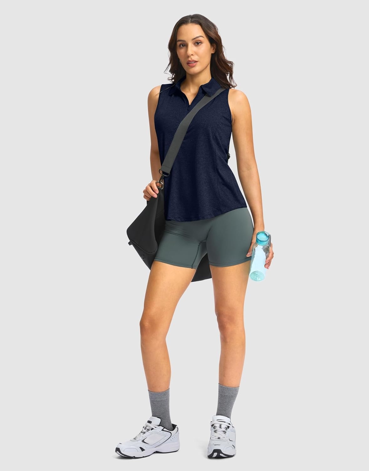 image:imageG Gradual Womens Golf Shirts Lightweight 14 Zip Collared Tank TopHeather Navy