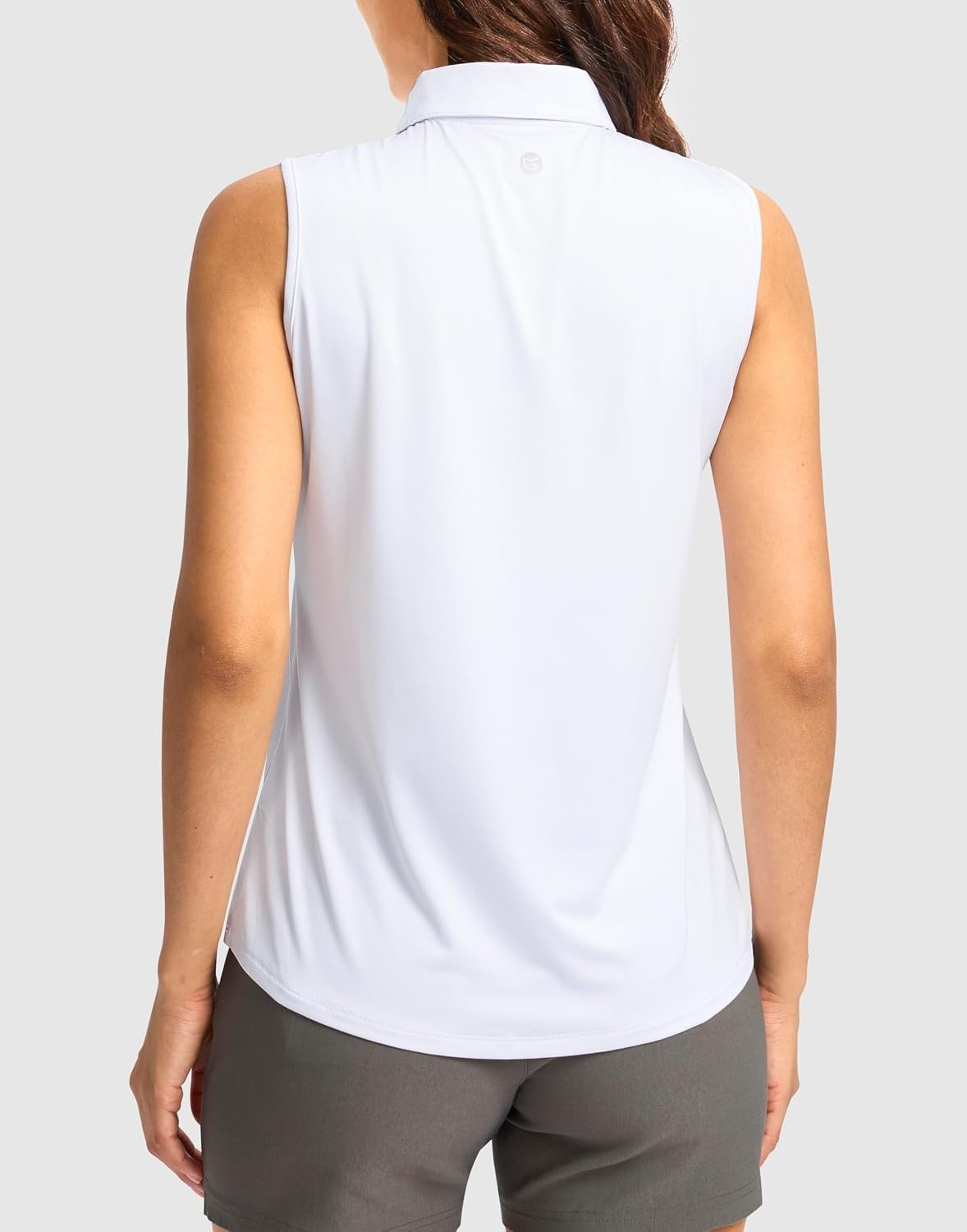 image:imageG Gradual Womens Golf Shirts Lightweight 14 Zip Collared Tank TopHeather White