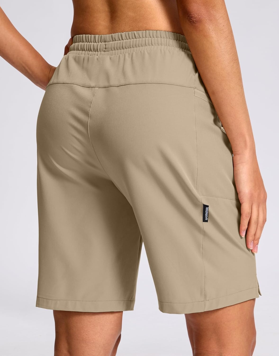image:imageG Gradual Womens Hiking Shorts 2 Zipper Pockets 9 ShortsLight Khaki Green