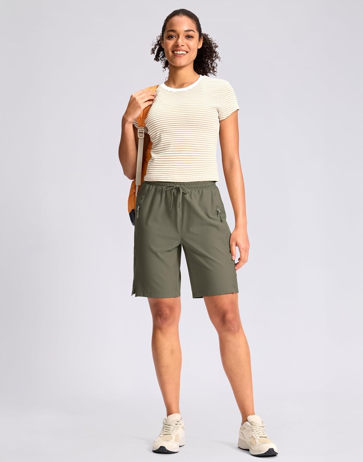 image:imageG Gradual Womens Hiking Shorts 2 Zipper Pockets 9 ShortsSage Grey Green