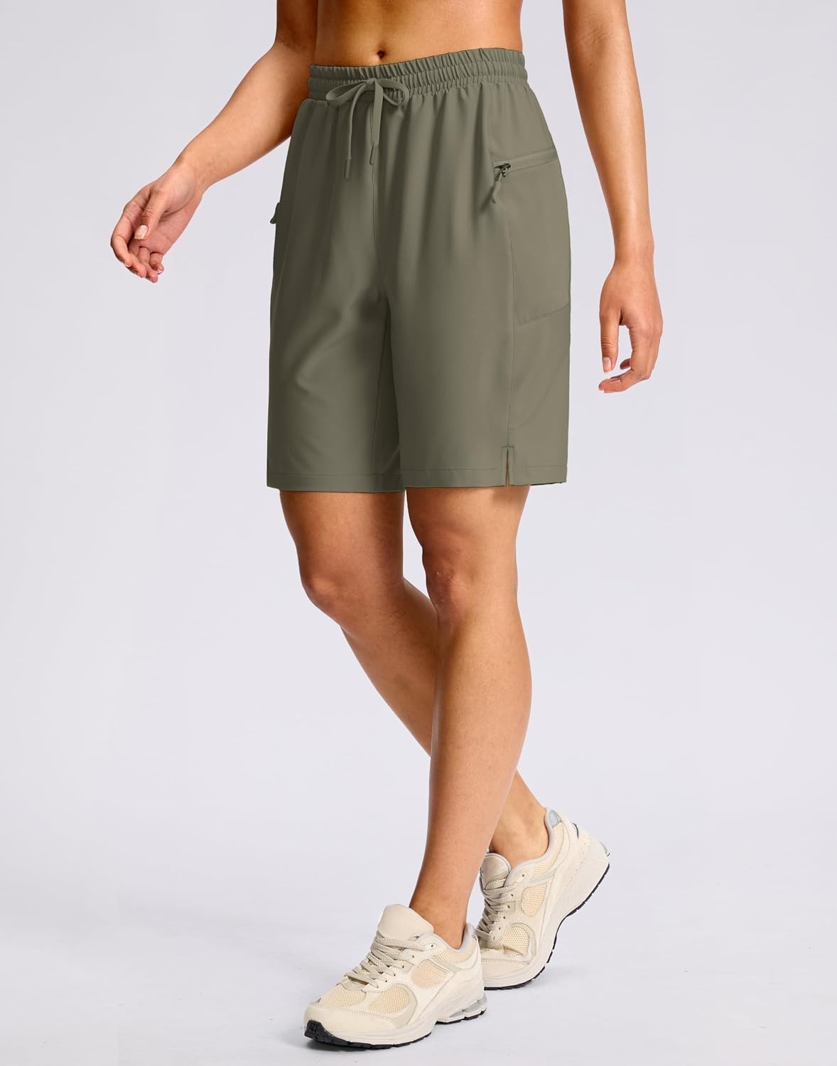 image:imageG Gradual Womens Hiking Shorts 2 Zipper Pockets 9 ShortsSage Grey Green