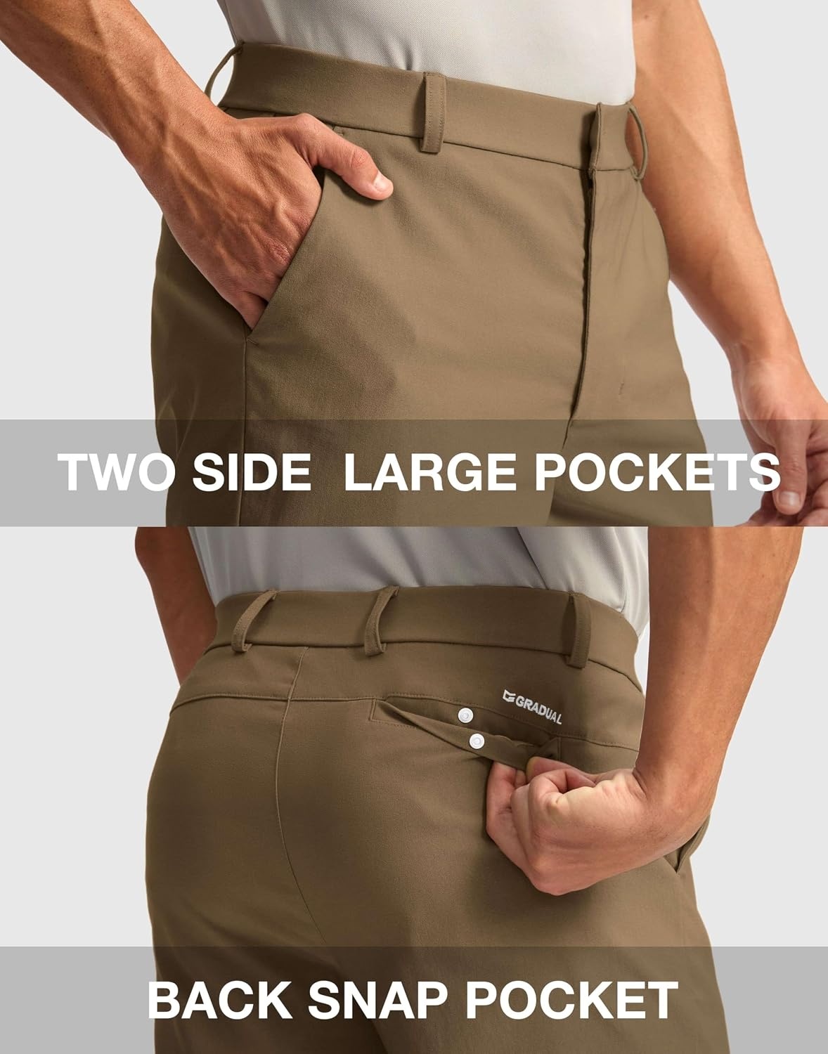 image:imageMens Golf Dress Shorts 9 Stretch Casual Work ShortsDark KhakiL9 W40