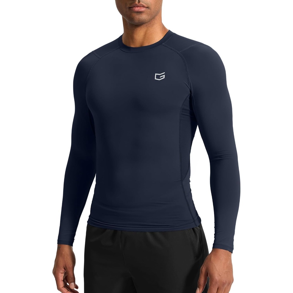 image:imageG Gradual Mens Compression Shirt Long Sleeve Moisture Wicking Running TopsNavy