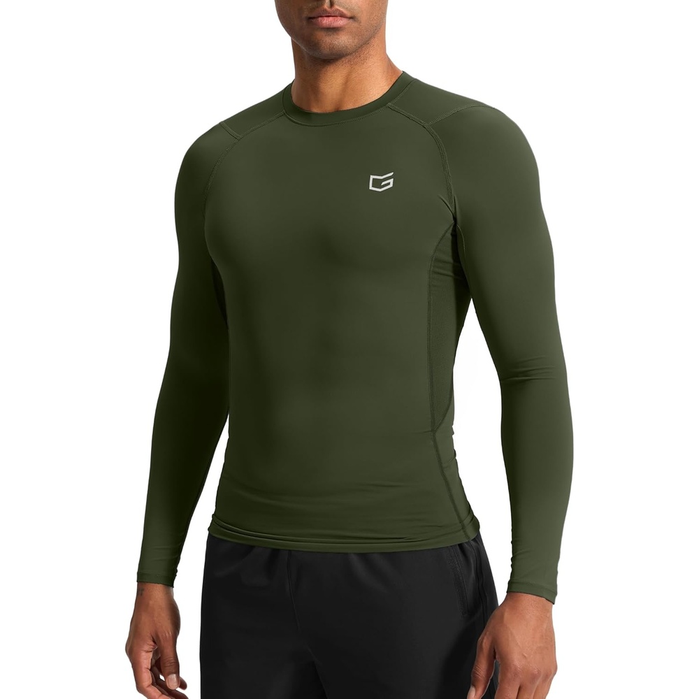 image:imageG Gradual Mens Compression Shirt Long Sleeve Moisture Wicking Running TopsOlive