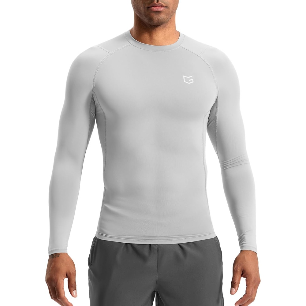 image:imageG Gradual Mens Compression Shirt Long Sleeve Moisture Wicking Running TopsPlatinum Grey