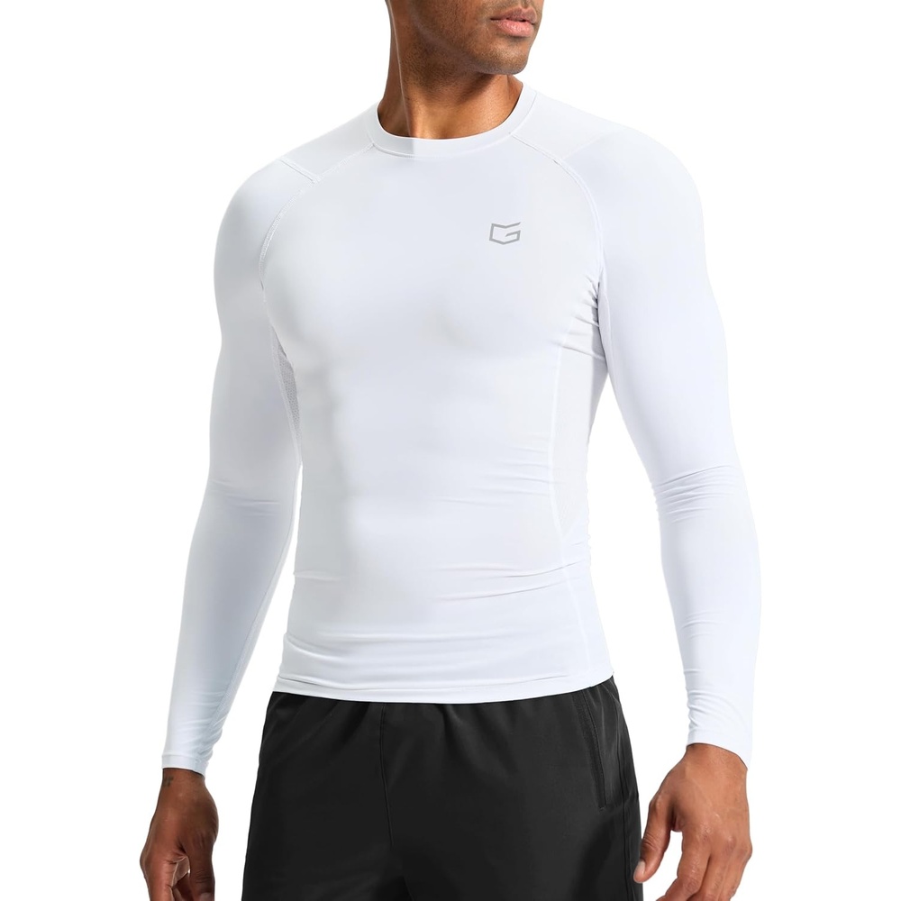 image:imageG Gradual Mens Compression Shirt Long Sleeve Moisture Wicking Running TopsWhite
