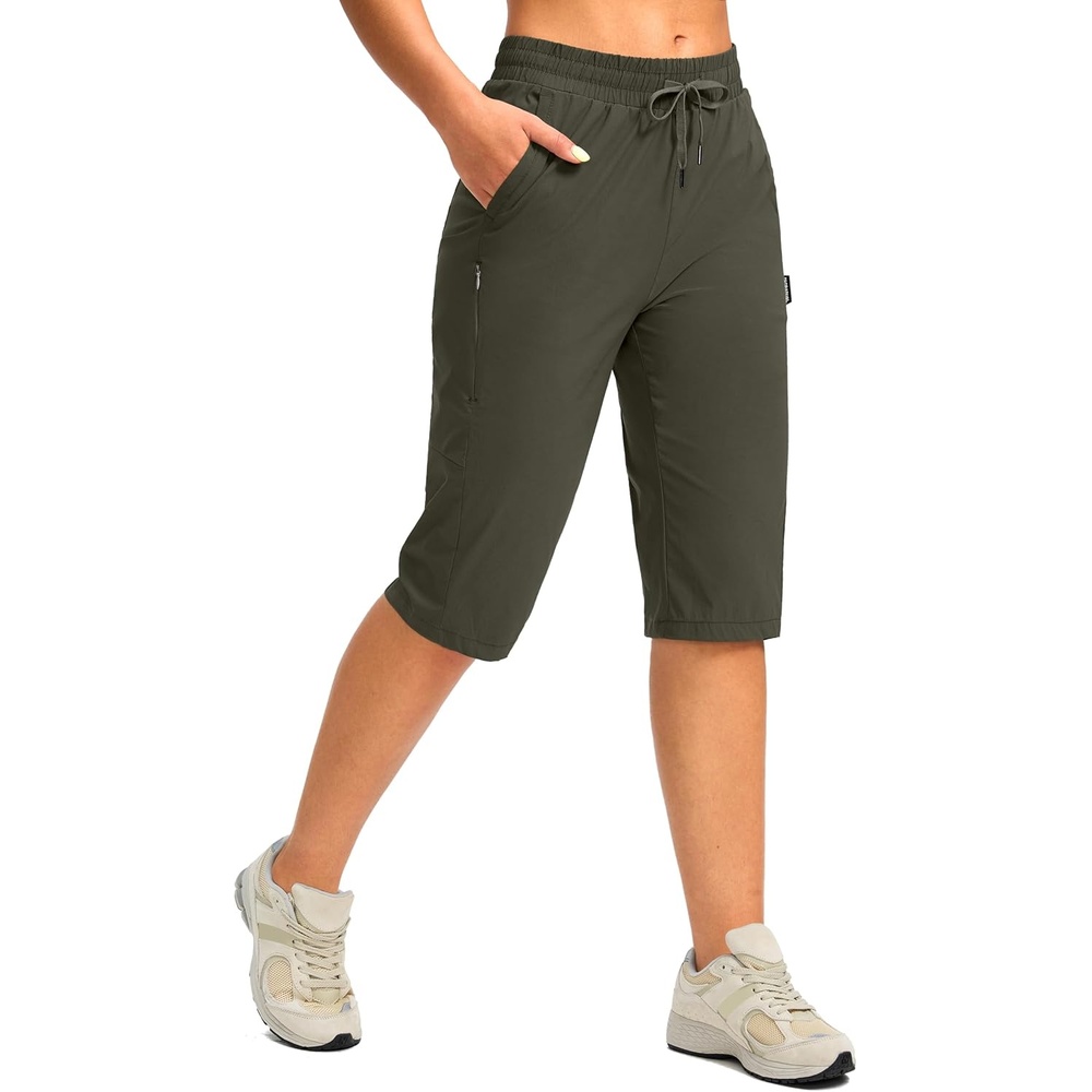 image:imageG Gradual Womens 15 Long Shorts Below The Knee Hiking CaprisSlate Green
