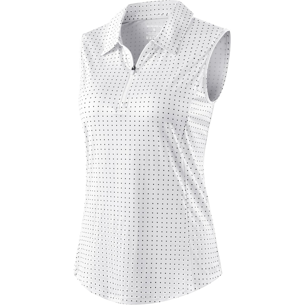 image:imageG Gradual Womens Golf Shirts Lightweight 14 Zip Collared Tank TopBlack Dot