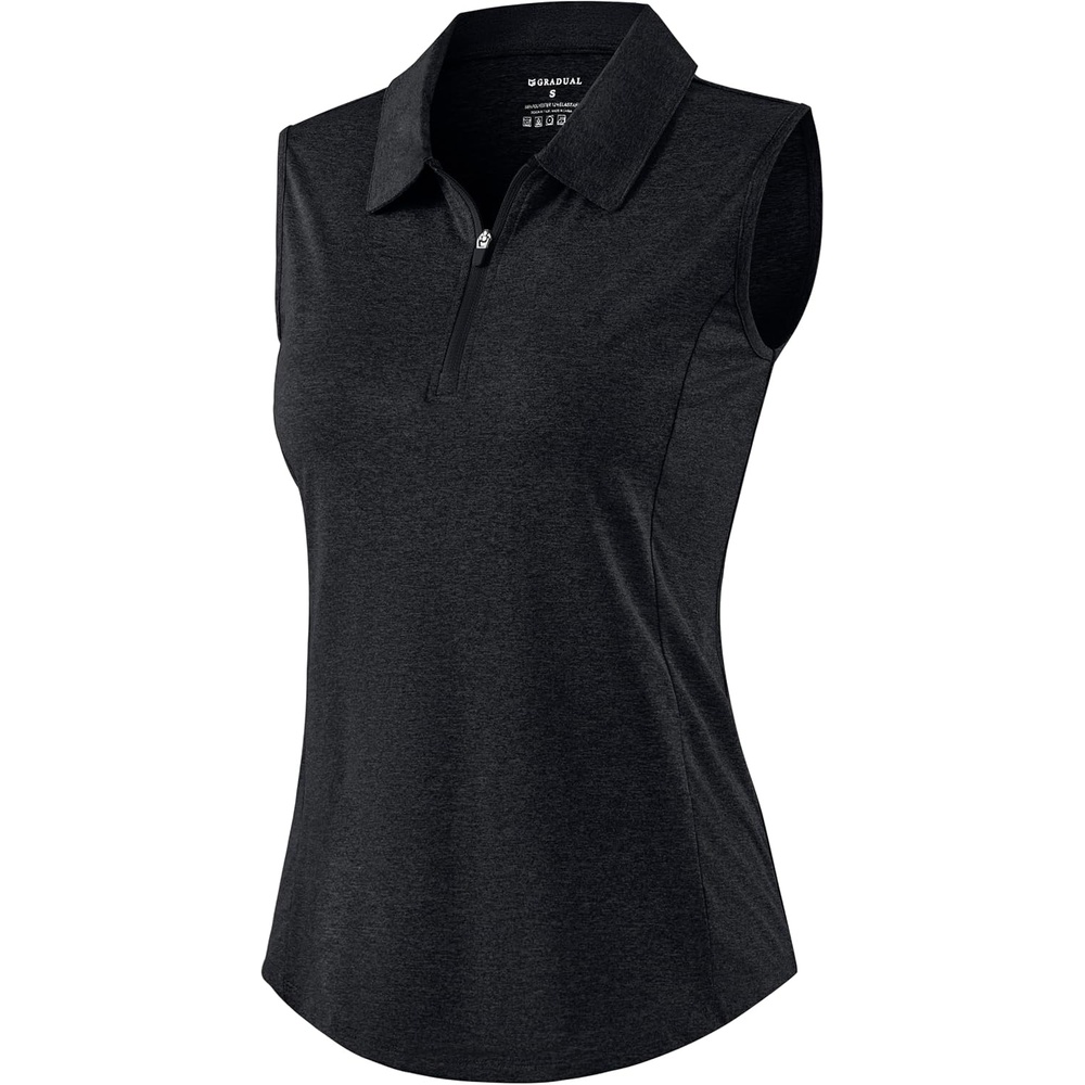 image:imageG Gradual Womens Golf Shirts Lightweight 14 Zip Collared Tank TopHeather Carbon